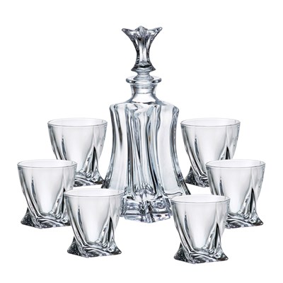 Buy And Send Bohemia Floral Crystal Decanter Set with 4 Matching Floral Glasses